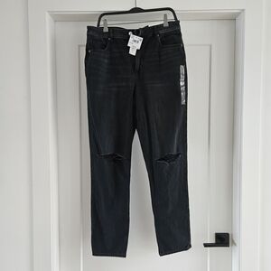 Abercrombie & Fitch Mom Jean Destroyed Black Jeans Size 12 LONG